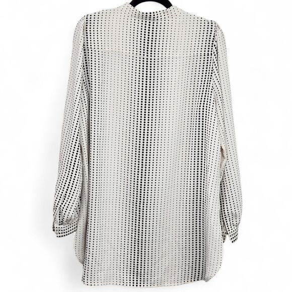 Anne Klein Blouse Long Sleeve 0X Cream Polka Dot Pattern Playful - Picture 2 of 12